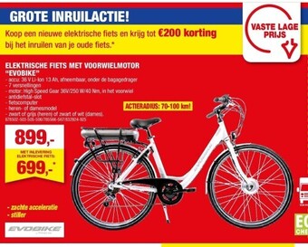 Hubo Elektrische fiets met voorwielmotor “evobike” aanbieding