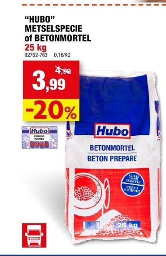 Hubo “hubo” metselspecie of betonmortel 25 kg aanbieding