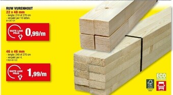Hubo Ruw vurenhout 22 x 48 mm aanbieding