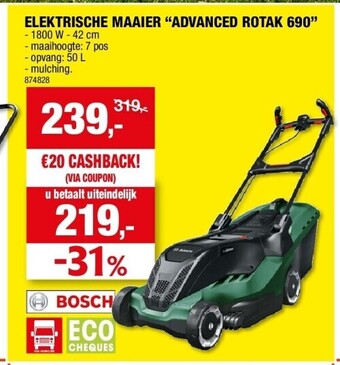 Hubo Elektrische maaier “advanced rotak 690” aanbieding