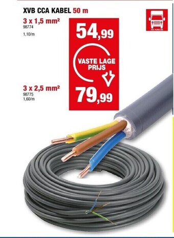 Hubo Xvb cca kabel 50 m 3 x 1,5 mm2 aanbieding