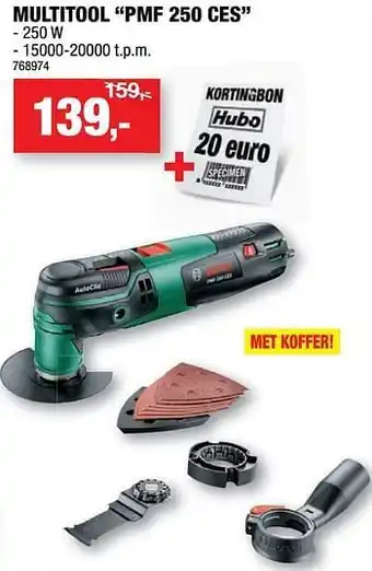 Hubo Bosch multitool "pmf 250 ces" 250W 15000-20000 t.p.m aanbieding