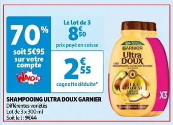 Auchan SHAMPOOING ULTRA DOUX GARNIER Lot de 3 x 300 ml aanbieding