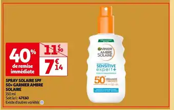 SPRAY SOLAIRE SPF 50+ GARNIER AMBRE SOLAIRE 150 ml