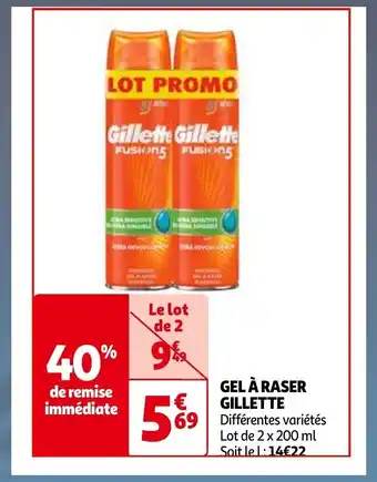 Auchan GEL À RASER GILLETTE Lot de 2 x 200 ml aanbieding