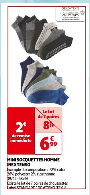 Auchan MINI SOCQUETTES HOMME INEXTENSO aanbieding