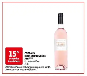 Auchan COTEAUX D'AIX EN PROVENCE AOP(1¹)(2) Domaine Valfont 75 cl aanbieding