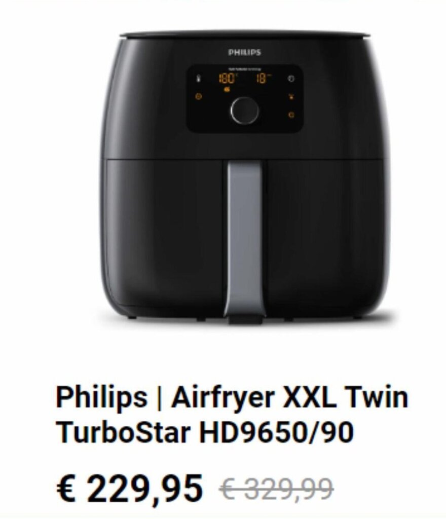 Philips Airfryer XXL Twin TurboStar HD9650/90 promotie bij Krëfel