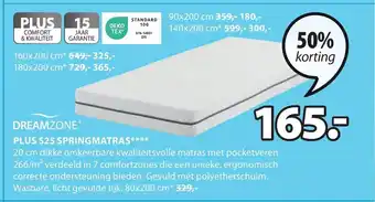 Jysk DREAMZONEⓇ PLUS S25 SPRINGMATRAS 80x200 cm* aanbieding