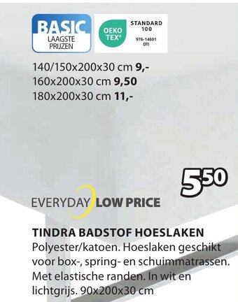 Jysk TINDRA BADSTOF HOESLAKEN 90x200x30 cm aanbieding