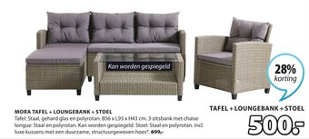 Jysk MORA TAFEL + LOUNGEBANK + STOEL aanbieding