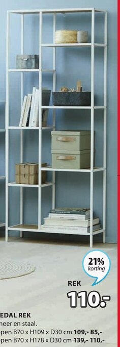 Jysk TRAPPEDAL REK 7 schappen B70 x H178 x D30 cm aanbieding