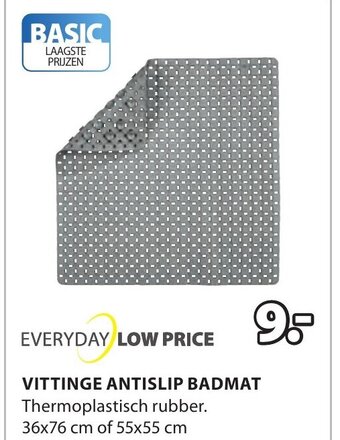 Jysk VITTINGE ANTISLIP BADMAT 36x76 cm of 55x55 cm aanbieding