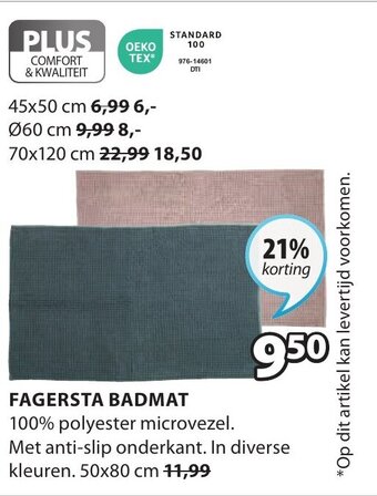 Jysk FAGERSTA BADMAT 50x80 cm aanbieding