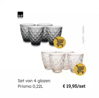 Multi bazar Set van 4 glazen Prisma 0,22L aanbieding
