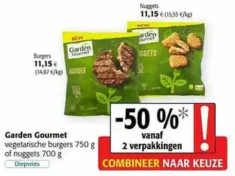 Colruyt Garden gourmet vegetarische burgers of nuggets aanbieding