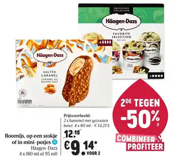 Delhaize Roomijs, op een stokje of in mini-potjes aanbieding