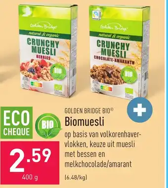 ALDI GOLDEN BRIDGE BIOⓇ Biomuesli 400 g aanbieding