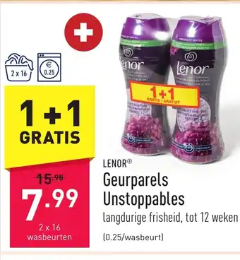 ALDI LENORⓇ Geurparels Unstoppables 2 x 16 wasbeurten aanbieding