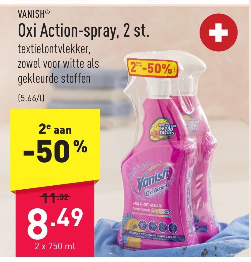 VANISHⓇ Oxi Actionspray, 2 x 750 ml promotie bij ALDI