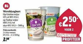 Delhaize Wereldyoghurt skyr natuur aanbieding