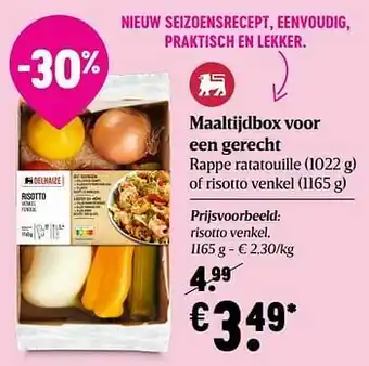 Maaltijdbox voor een gerecht risotto venkel