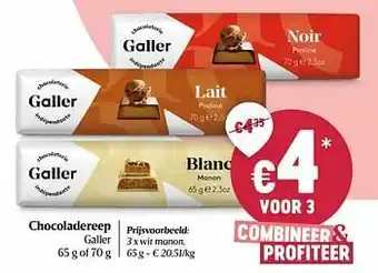 Chocoladereep galler wit manon