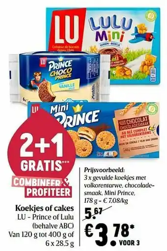 Delhaize Gevulde koekjes met volkorentarwe chocoladesmaak mini prince aanbieding