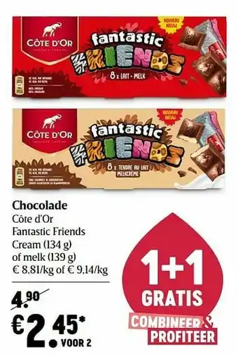 Delhaize Chocolade côte d`or fantastic friends cream of melk aanbieding