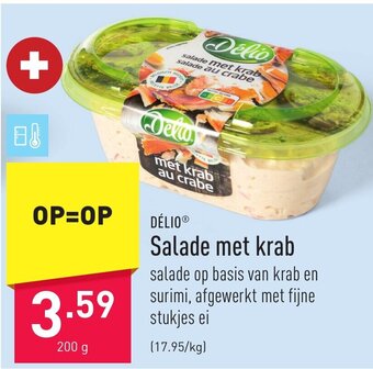 ALDI Salade met krab salade op basis van krab en surimi, afgewerkt met fijne stukjes ei 200g aanbieding