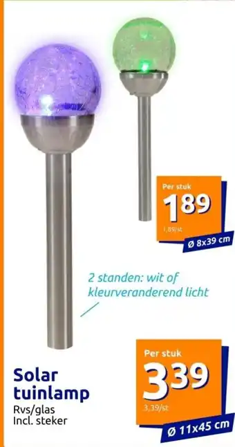 Action Solar tuinlamp 11x45cm per stuk aanbieding