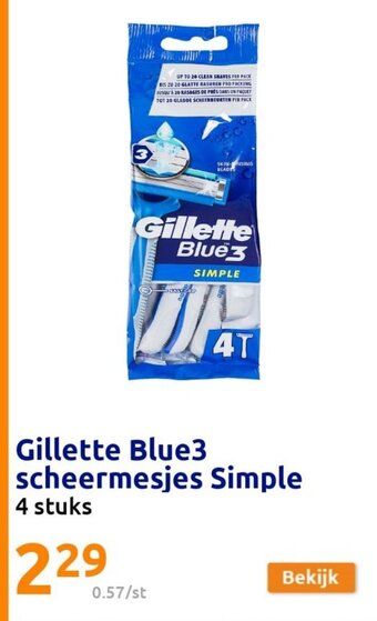 Action Gillette Blue3 scheermesjes Simple aanbieding