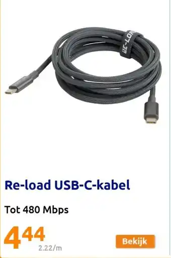 Action Re-load USB-C-kabel Tot 480 Mbps aanbieding