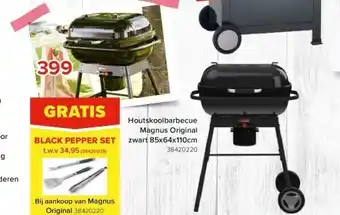 Houtskoolbarbecue magnus original zwart 85x64x110cm