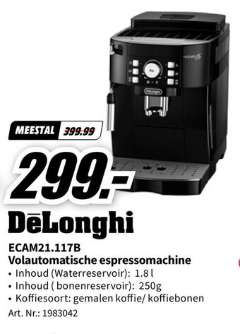 MediaMarkt DeLonghi ECAM21.117B Volautomatische espressomachine aanbieding