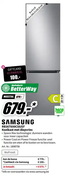 MediaMarkt SAMSUNG RB36T600CS9/EF Koelkast met diepvries aanbieding