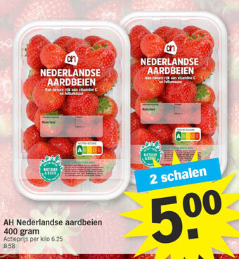Albert Heijn Ah nederlandse aardbeien 400 gram aanbieding