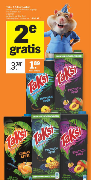 Albert Heijn Taksi 1.5 literpakken aanbieding
