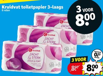 Kruidvat Toiletpapier 3-laags 8 rollen aanbieding