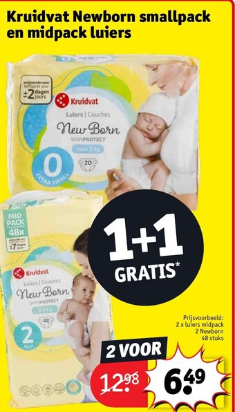 Kruidvat 2 x luiers midpack 2 Newborn 48 stuks aanbieding