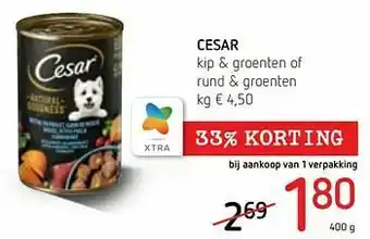Cesar kip + groenten of rund + groenten
