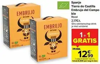 Carrefour Market Spanje tierra de castilla embrujo del campo bio rood aanbieding