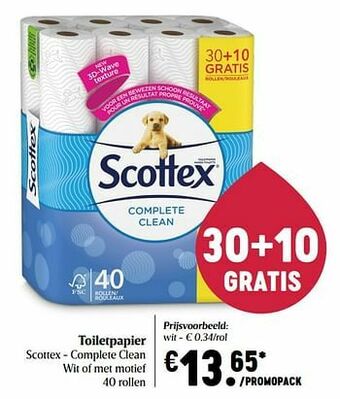 Delhaize Toiletpapier scottex - complete clean wit aanbieding