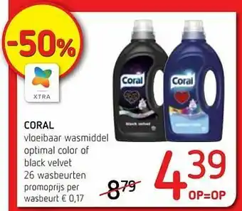 Spar Colruyt Coral vloeibaar wasmiddel optimal color of black velvet aanbieding