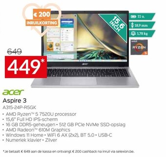 Selexion acer Aspire 3 A315-24P-R5GK aanbieding