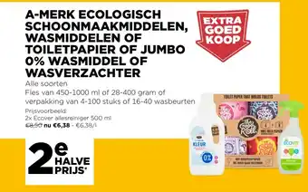 A-merk ecologisch schoonmaakmiddelen, wasmiddelen of toiletpapier of jumbo 0% wasmiddel of waSVERZACHTER