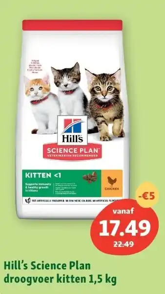 Maxi Zoo Hill’s science plan droogvoer kitten 1,5 kg aanbieding