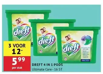 Loods 3 Dreft 4 in 1 pods ultimate care - 16 st aanbieding