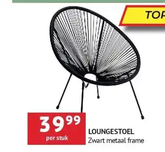 Loungestoel zwart metaal frame