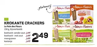 Ekoplaza Krokante crackers Le Pain des Fleurs 150g kastanje aanbieding